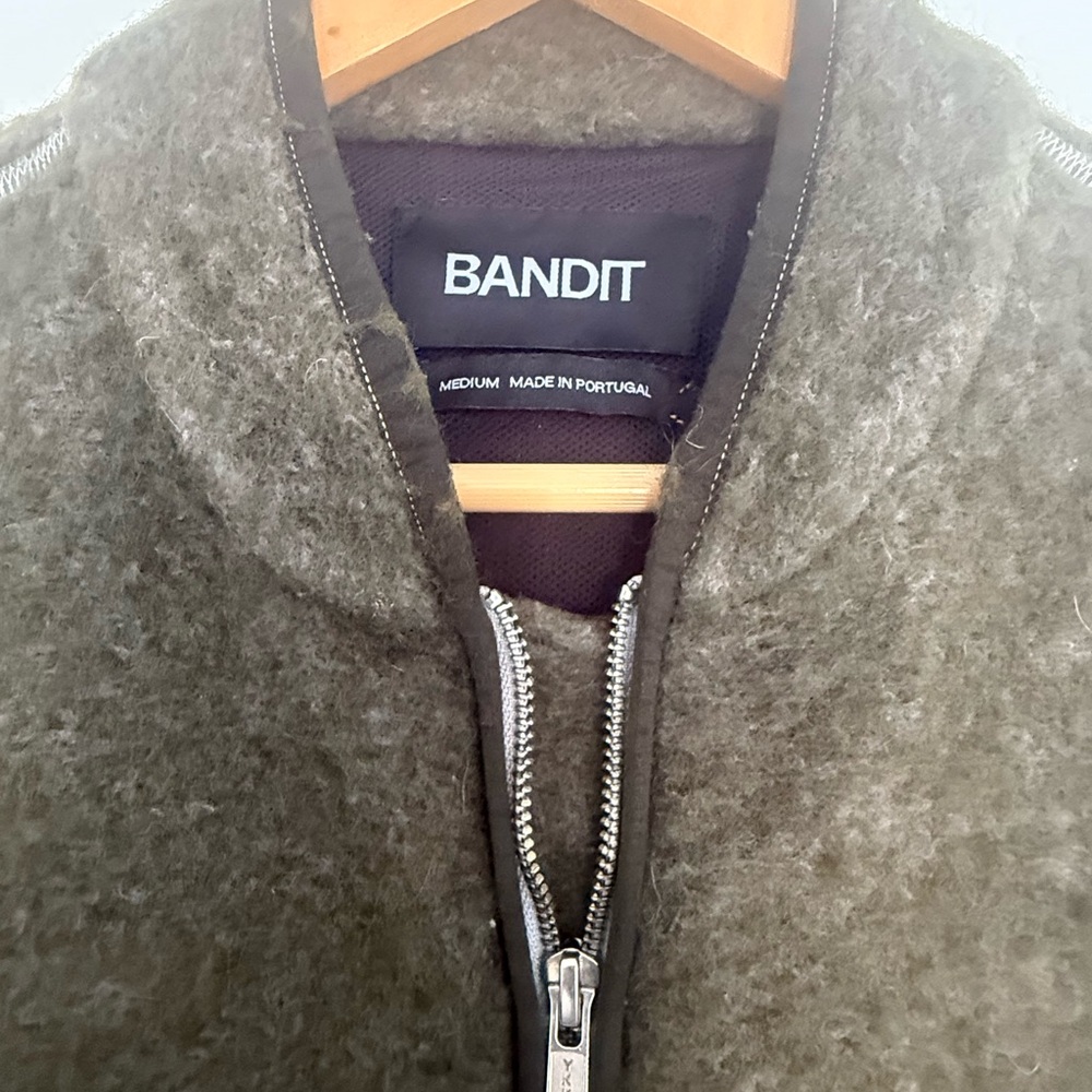 Bandit Running Olive Green Wool Full zip jacket medium - Picture 5 of 5